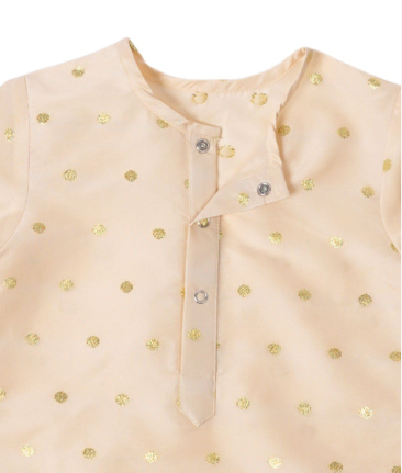 Boys Pure Silk White Zari Kurta With Pyjamas Kurta Set