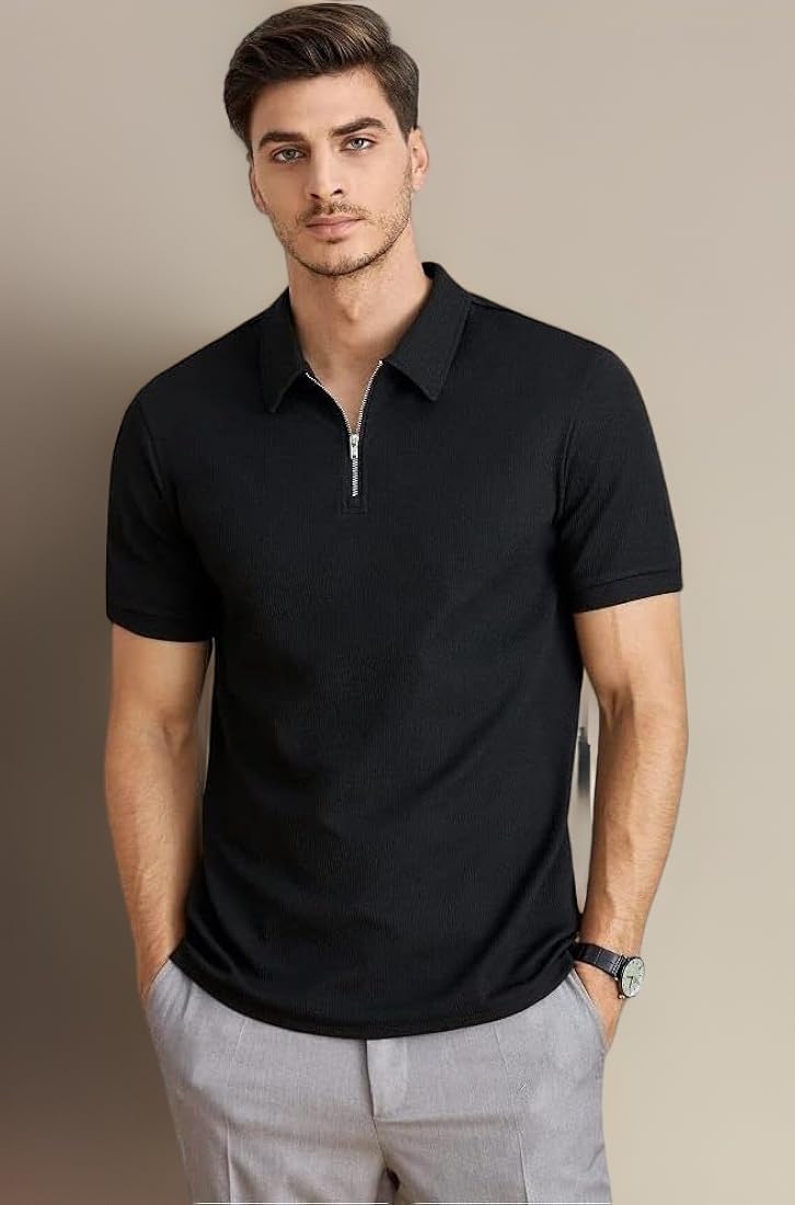 Black Cotton Solid Tshirt