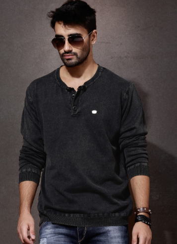 Black Henley Sweater