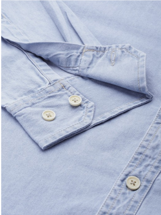 The Lifestyle Co Men Light Blue Solid Regular Fit Chambray Formal Shirt