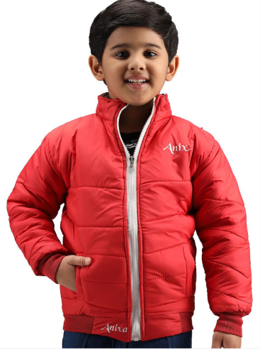 Boys Solid Winter Hooded Puffer Jacket