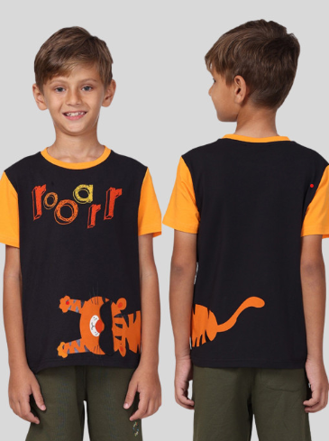 Unisex Typography Printed Applique T-shirt