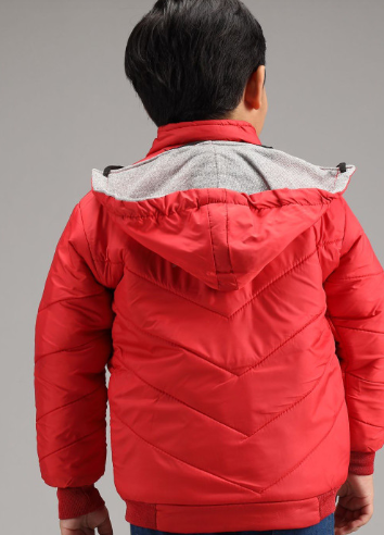 Boys Solid Winter Hooded Puffer Jacket