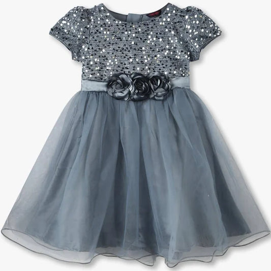 Embellished Fit & Flare Dress For Girls