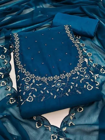Embroidered Unstitched Dress Material