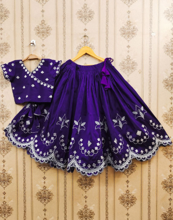 Girls Embroidered Thread Work Ready to Wear Lehenga