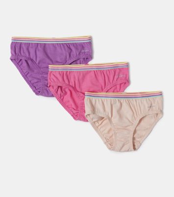 Girls Pack of 3 Super Combed Cotton Solid Panty with Ultrasoft Waistband-SG11