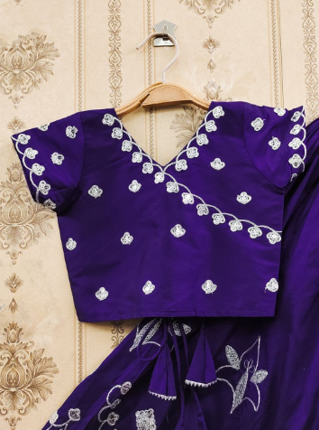 Girls Embroidered Thread Work Ready to Wear Lehenga