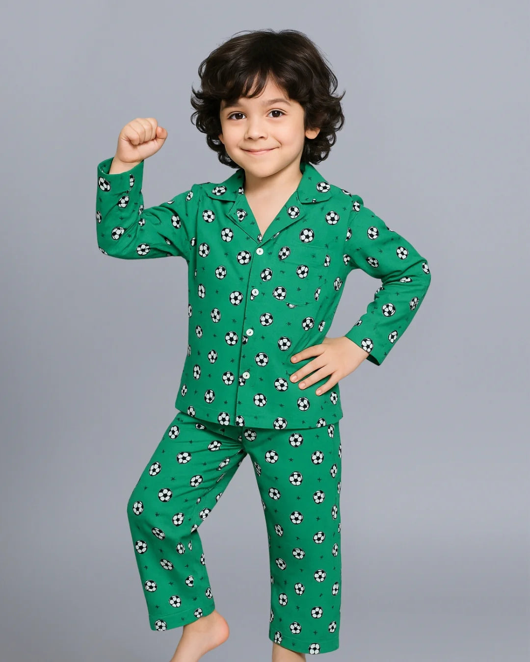 Green Football Printed Cotton Night Dress