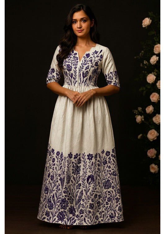 Cotton Fit & Flare Maxi Dress