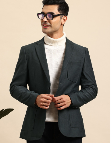 Notched Lapel Single-Breasted Semiformal Blazer