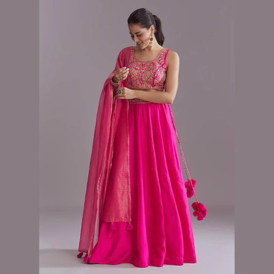 Pink Festive Silk Lehenga