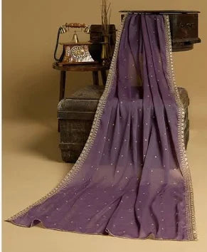 Purple Sequinned Silk Festive Dupatta
