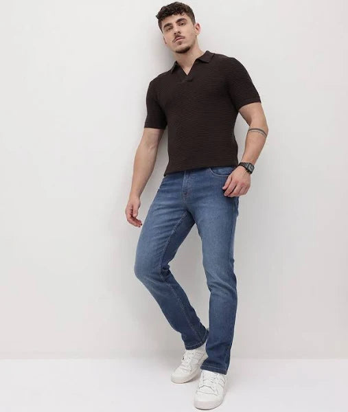 The Roadster Life Co. Men's Slim Fit Mid-Rise Light Fade Stretchable Jeans