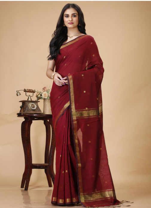 Woven Design Zari Silk Cotton Taant Saree
