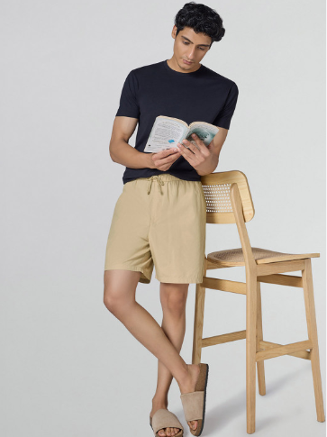 Zen Men Relaxed Fit Mid-Rise Cotton Solid Lounge Shorts